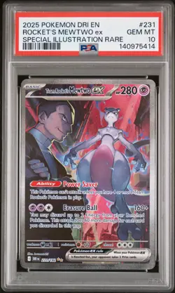 2025 POKEMON DRI EN-DESTINED RIVALS #231 TEAM ROCKET'S MEWTWO EX PSA 10 - Image 1