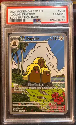Pokemon 2024 Alolan Dugtrio 208/191 IR Surging Sparks GEM MINT PSA 10 - Image 1