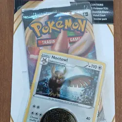 SWIRL Pokemon TCG Sword & Shield Rebel Clash Booster Pack Noctowl Promo SWIRL - Image 1