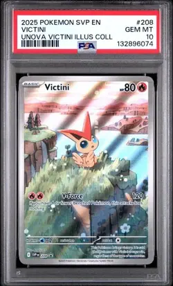 Pokemon Victini 2025 SVP Black Star Promo Unova Victini Il. Coll. #208 PSA 10 - Image 1