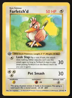 Pokemon 1st Edition Farfetch'd 027/102 Base Set (Shadowless) Regular - Image 1