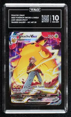 Full Art - Pikachu VMAX Pokemon Sword Shield Lost Origin Trainer Gallery TAG 10 - Image 1