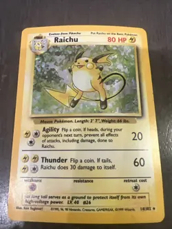 Pokemon TCG Raichu Base Set Holo 14/102 - 1999 Wizards 80HP - Image 1