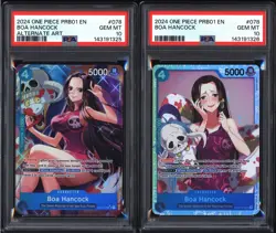 One Piece 2024 Boa Hancock OP01-078 + 079 Alt Art SR PRB01 Sequential Set PSA 10 - Image 1
