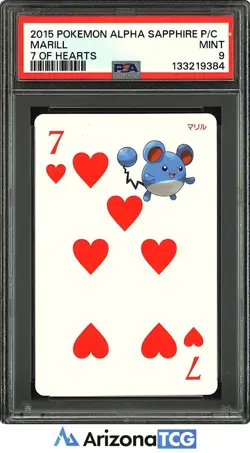 Pokemon 2015 Marill 7 Of Hearts Alpha Sapphire Playing Card Japanese PSA 9 - Image 1