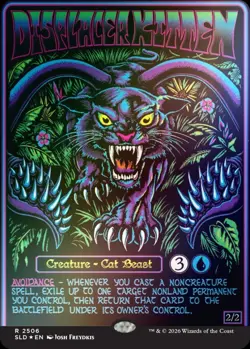 MTG Displacer Kitten FOIL Black Lights & Dark Dungeons Secret Lair Single Card - Image 1