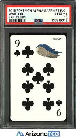 Pokemon 2015 Wailord 9 Of Clubs Pokemon Sapphire Playing Card Japanese PSA 10 - Image 1