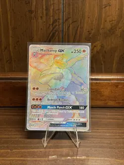 Pokemon TCG Machamp GX 154/147 SM Burning Shadows Secret Rainbow Card LP - Image 1