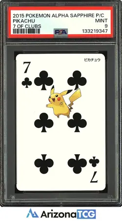 Pokemon 2015 Pikachu 7 Of Clubs Playing Card Alpha Sapphire Japanese PSA 9 - Image 1