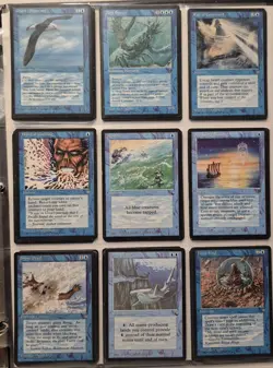 Stack Of Magic The Gathering Blue Cards From Revised Edition To About Legends - Image 2