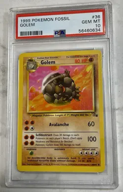 Pokemon 1999 Fossil Golem 36/62 PSA 10 Uncommon Unlimited Regular Wizards - Image 1
