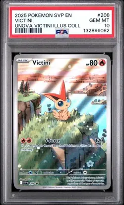 Pokemon Victini 2025 SVP Black Star Promo Unova Illustration Coll. #208 PSA 10 - Image 1