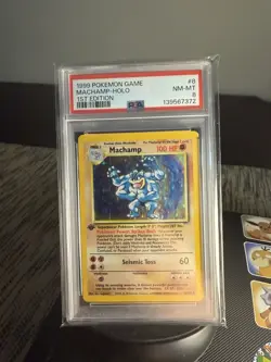 1999 Machamp Base Set Holo 1st Edition Rare PSA 8 Pokemon TCG - Image 1