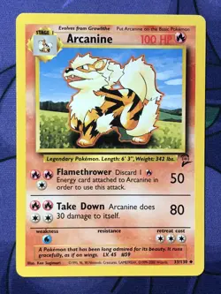 Arcanine 33/130 - Base Set 2 - Vintage WOTC 2000 Pokemon NM-MINT CLEAN! - Image 1