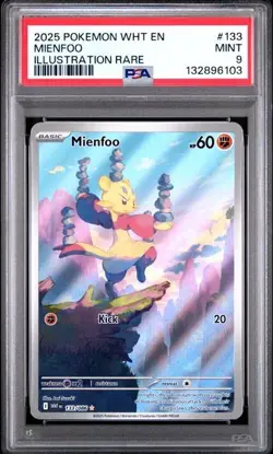 Pokemon Mienfoo 2025 White Flare #133 Illustration Rare PSA 9 - Image 1