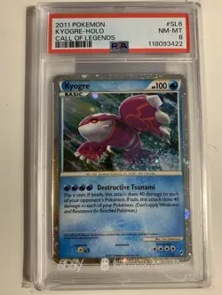 Kyogre Shiny SL6 Call of Legends Holo Pokemon 2011 PSA 8 - Image 1