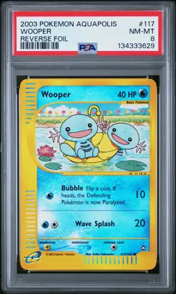 2003 Pokemon Aquapolis #117 Wooper Reverse Foil PSA 8 - Image 1