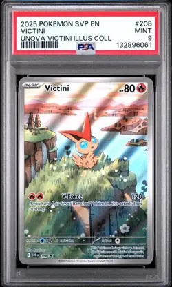 Pokemon Victini 2025 SVP Black Star Promo Unova Victini Il. Coll. #208 PSA 9 - Image 1