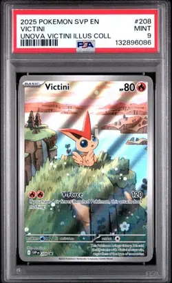 Pokemon Victini 2025 SVP Black Star Promo Unova Victini Il. Coll. #208 PSA 9 - Image 1