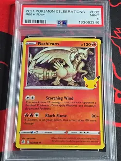 2021 Pokemon SWSH Celebrations Reshiram # 002/025 PSA 9 - Image 1