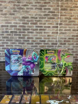 Pokemon TCG Paradox Clash Iron Leaves & Paradox Destinies Walking Wakes TinCombo - Image 1