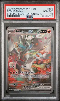 2025 POKEMON WHT EN-WHITE FLARE SPECIAL ILLUSTRATION RARE RESHIRAM EX PSA 10 - Image 1