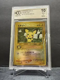 PICHU Pokemon Neo 2 2000 #172 Reverse Foil Grade 10 - Image 1