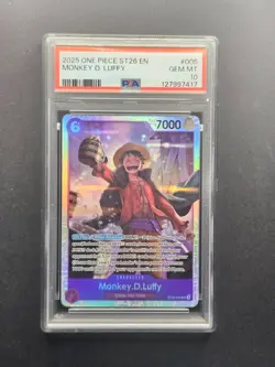 PSA 10 GEM MINT One Piece TCG Monkey.D.Luffy ST26-005 Super Rare *Beer Luffy* - Image 1