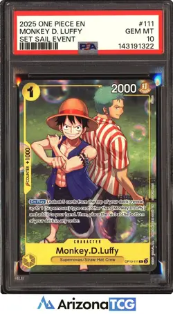 One Piece 2025 Monkey D. Luffy OP10-111 Rare Set Sail Event GEM MINT PSA 10 - Image 1