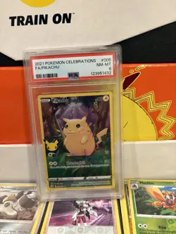 2021 Pokemon Pikachu Holo Full Art Celebrations Card 005/025 PSA 8 - Image 1