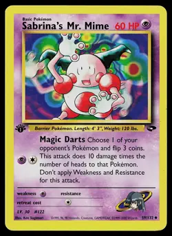 Pokemon Card Sabrina's Mr. Mime 59/132 Gym Challenge 1st Edition - Image 1