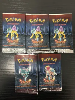 2001 Pokemon Cards Neo Revelation- 5 1st Ed Empty Packs - Image 1