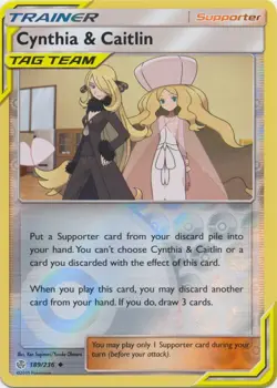 Cynthia & Caitlin 189/236 Reverse Holo Cosmic Eclipse Pokemon Card NM - Image 1