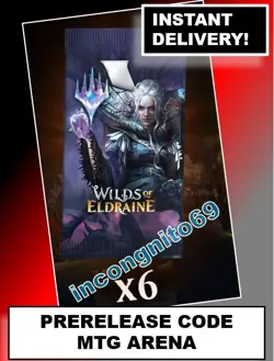MAGIC MTG MTGA ARENA CODE CARD PRERELEASE 6 BOOSTER PACKS WILDS OF ELDRAINE WOE - Image 1