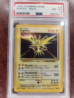 Zapdos Base Set Holo Pokemon Card WOTC Near Mint PSA 8 - Image 1