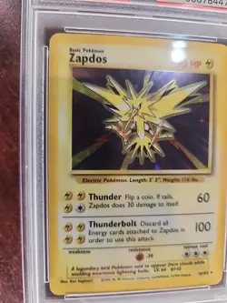 Zapdos Base Set Holo Pokemon Card WOTC Near Mint PSA 8 - Image 2