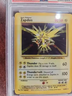 Zapdos Base Set Holo Pokemon Card WOTC Near Mint PSA 8 - Image 3