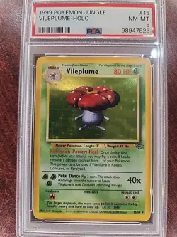 Vileplume Jungle Holo Pokemon Card WOTC NM Mint PSA 8 - Image 1