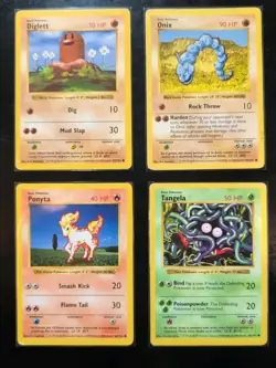 Pokemon TCG Base Set Shadowless Common 4 Card Lot MP - Image 1