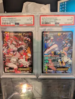 PSA 6 SEQUENTIAL SET Double Crisis Team Magma's Groudon EX Team Aqua's Kyogre EX - Image 1