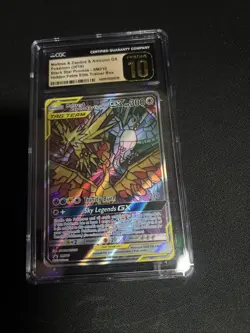 CGC 10 PRISTINE Moltres Zapdos & Articuno GX SM210 FULL ART HOLO Pokemon Card - Image 1