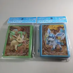 Lot 2 Leafeon & Glaceon Pokemon Card Sleeves 64 Deck Shield Japanese - Image 1