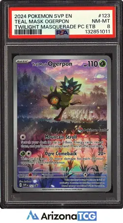Pokemon 24 Teal Mask Ogerpon 123 Pokemon Center Promo Twilight Masquerade PSA 8 - Image 1