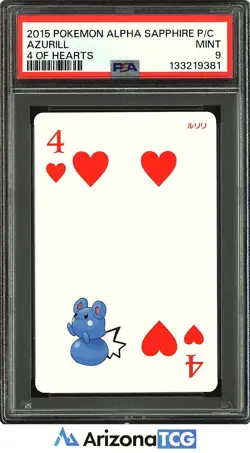 Pokemon 2015 Azurill 4 Of Hearts Pokemon Sapphire Playing Card Japanese PSA 9 - Image 1