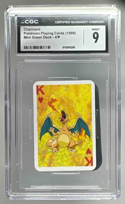 Charizard 1999 Pokemon Playing Cards Mini Green King of Hearts CGC 9 - Image 1