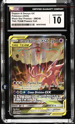 ‼Espeon & Deoxys GX Pokemon (2020) Black Star Promos~ TAG TEAM GRADE 10💨 - Image 1