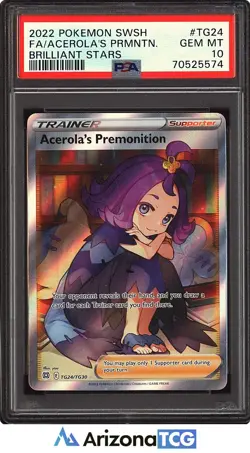 Pokemon 2022 Acerola's Premonition TG24 Full Art Brilliant Stars GEM MINT PSA 10 - Image 1