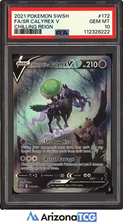 Pokemon 2021 Shadow Rider Calyrex V 172 Full Art Chilling Reign GEM MINT PSA 10 - Image 1