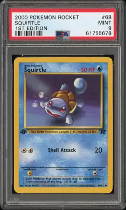 2000 Pokemon Team Rocket 1st Edition: Squirtle #68, PSA 9 Mint Condition, Rare! - Image 1