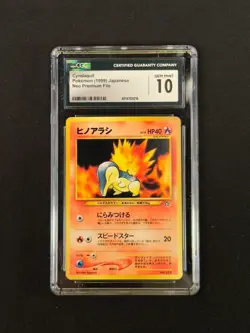 CGC 10 1999 Pokemon Card Cyndaquil Japanese Neo Premium File # 155 GEM MINT - Image 1